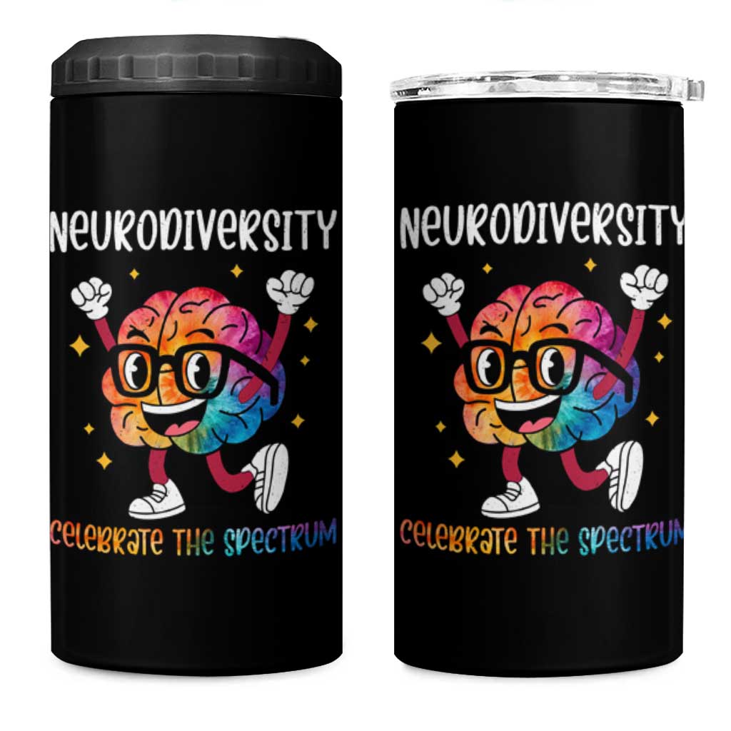 Neurodiversity Brain 4 in 1 Can Cooler Tumbler Celebrate The Spectrum Autism Acceptance ASD ADHD