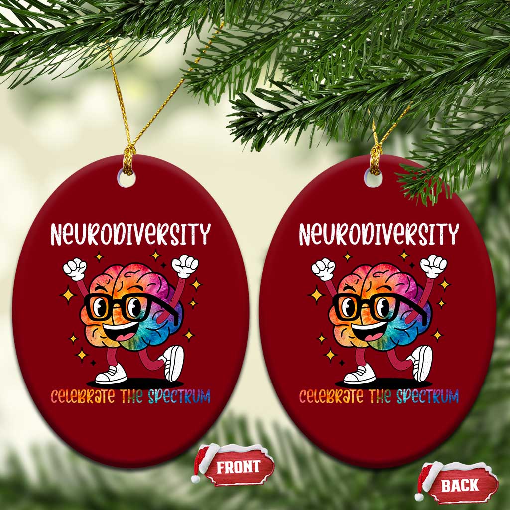 Neurodiversity Brain Ceramic Ornament Celebrate The Spectrum Autism Acceptance ASD ADHD - Wonder Print Shop