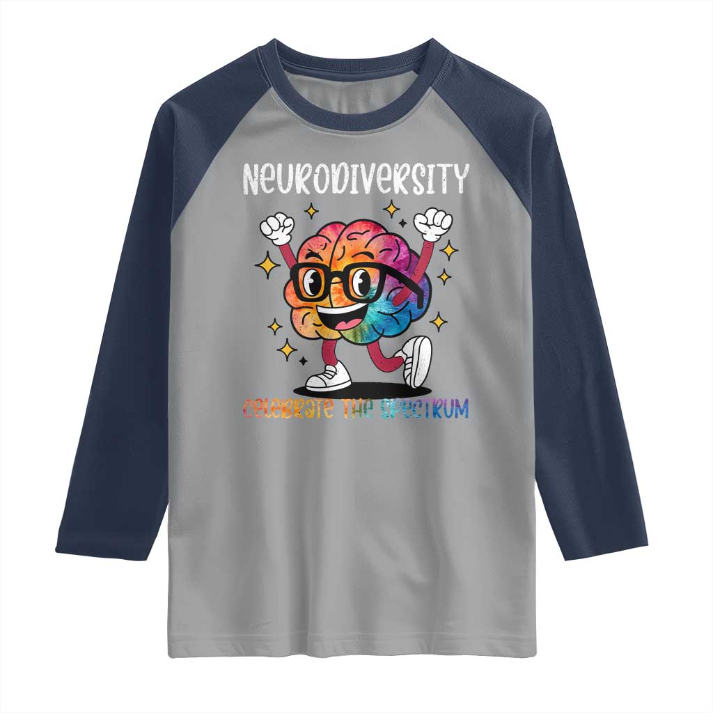 Neurodiversity Brain Raglan Shirt Celebrate The Spectrum Autism Acceptance ASD ADHD