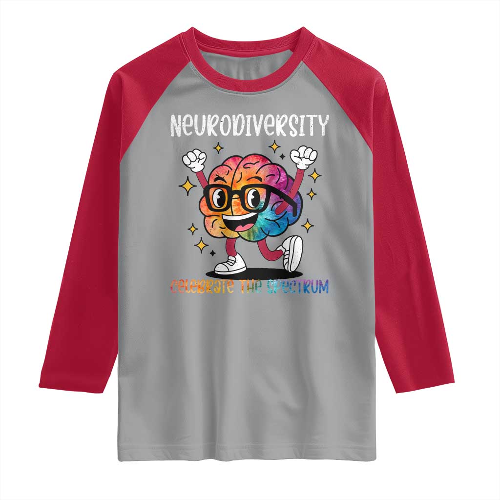 Neurodiversity Brain Raglan Shirt Celebrate The Spectrum Autism Acceptance ASD ADHD