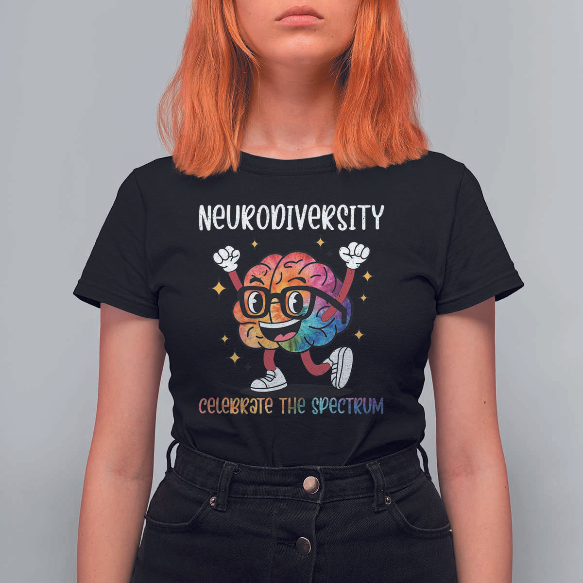 Neurodiversity Brain T Shirt For Women Celebrate The Spectrum Autism Acceptance ASD ADHD