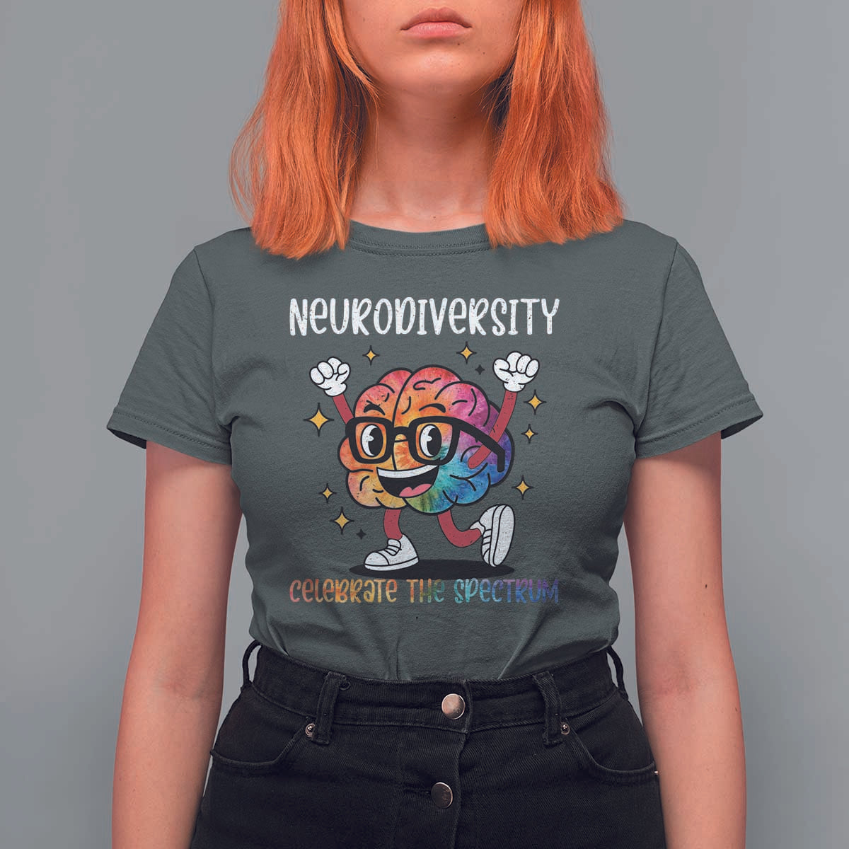 Neurodiversity Brain T Shirt For Women Celebrate The Spectrum Autism Acceptance ASD ADHD