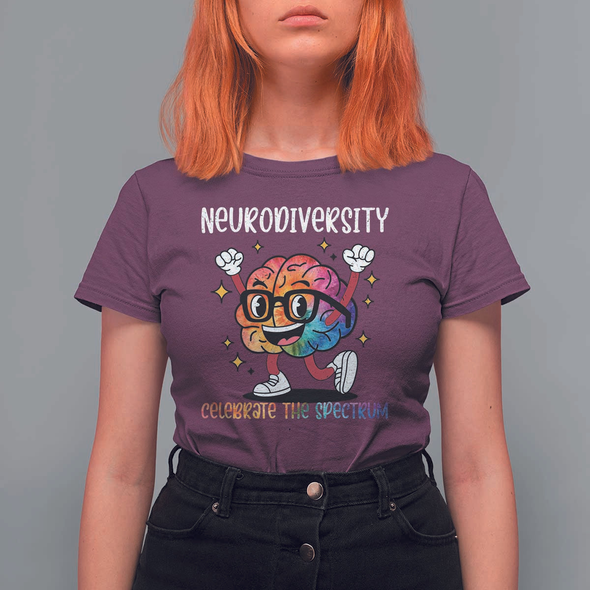 Neurodiversity Brain T Shirt For Women Celebrate The Spectrum Autism Acceptance ASD ADHD