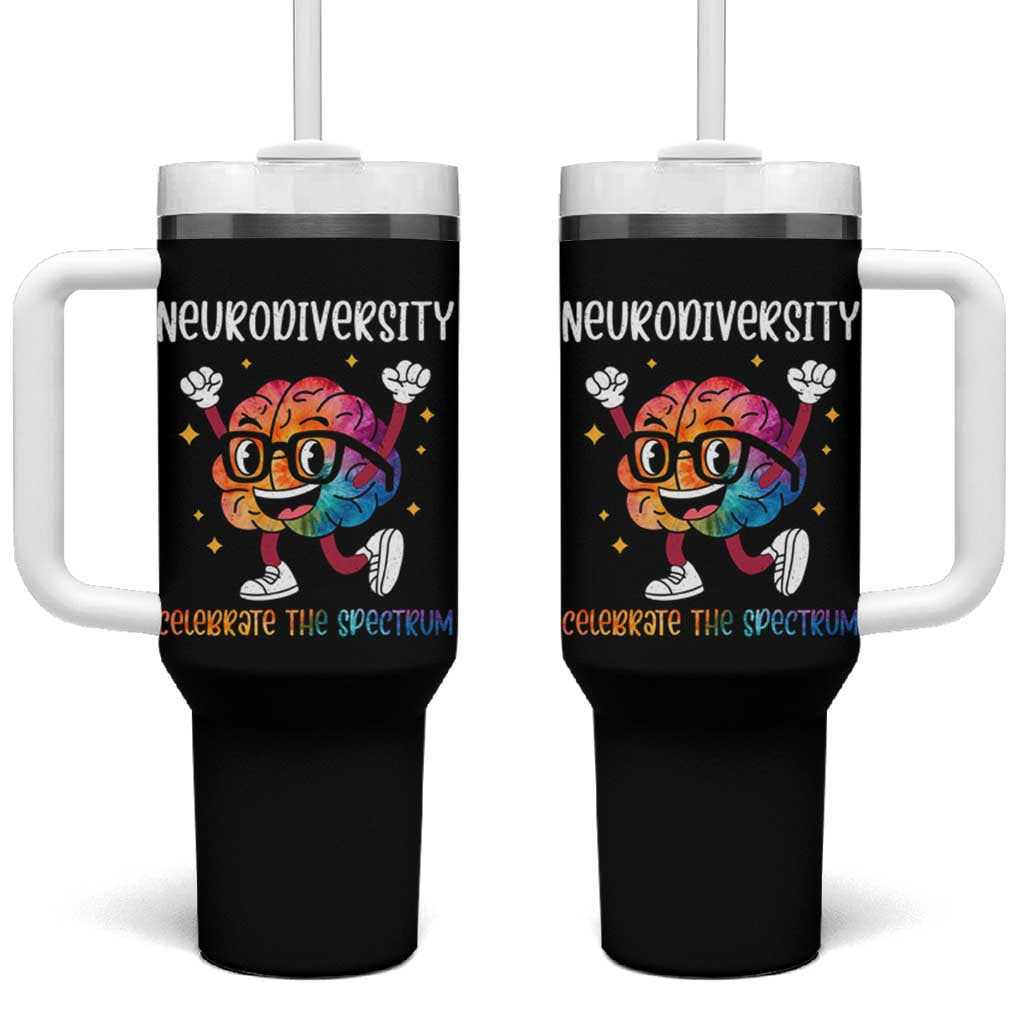 Neurodiversity Brain Tumbler With Handle Celebrate The Spectrum Autism Acceptance ASD ADHD