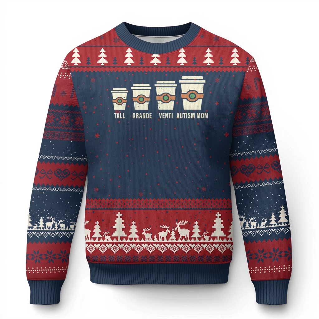 Funny Autism Mom Ugly Christmas Sweater Coffee Support Autistic - Wonder Print Shop