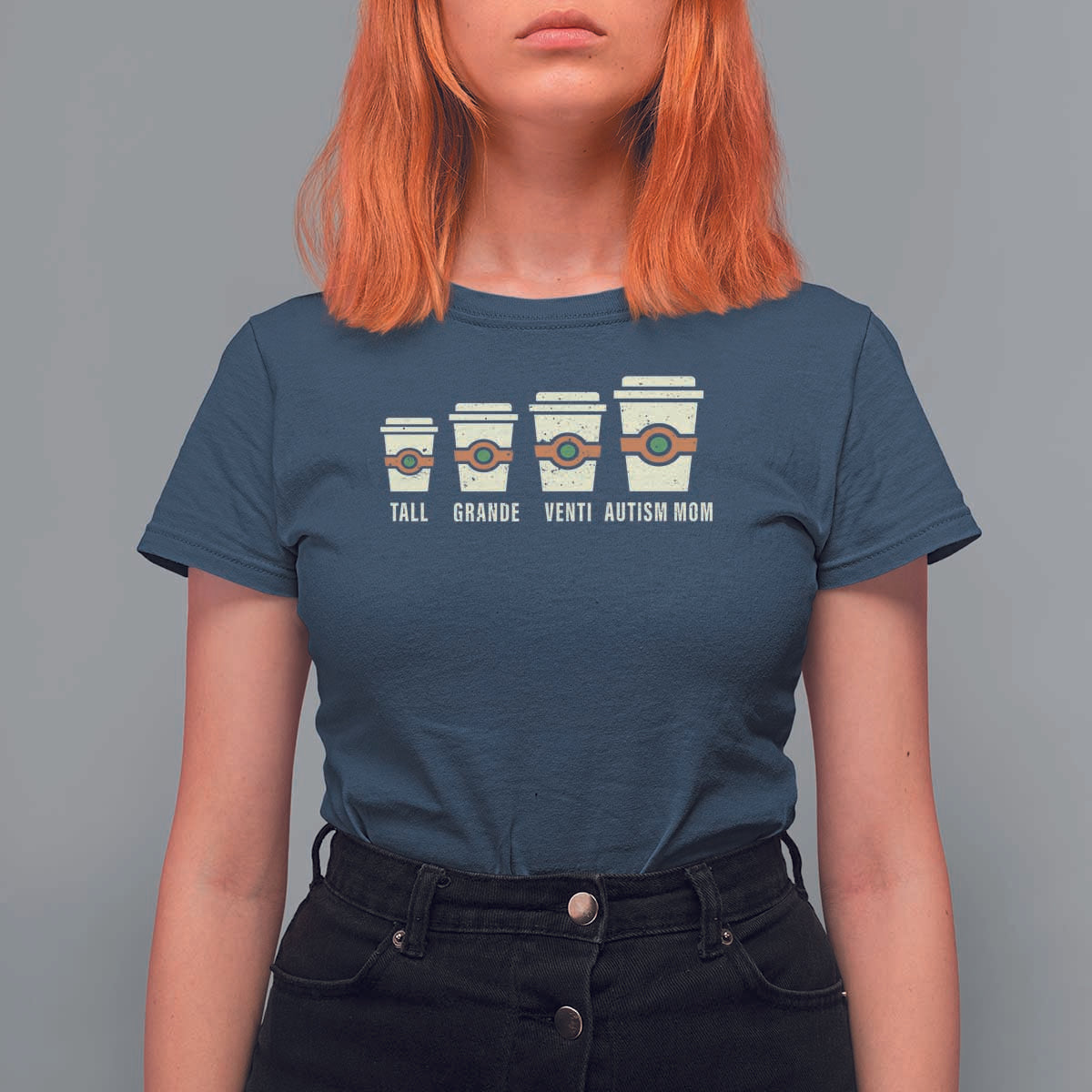 Funny Autism Mom T Shirt For Women Coffee Support Autistic