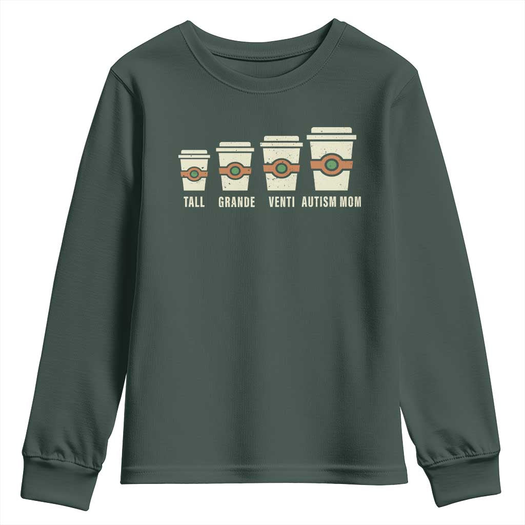 Funny Autism Mom Youth Sweatshirt Coffee Support Autistic