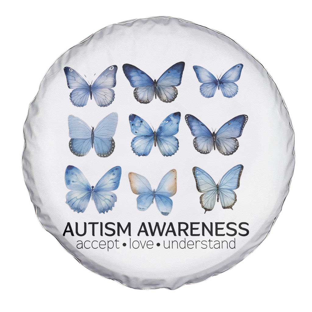 Autism Awareness Blue Butterflies Spare Tire Cover Accept Love Understand