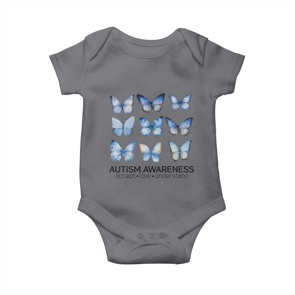 Autism Awareness Blue Butterflies Baby Onesie Accept Love Understand