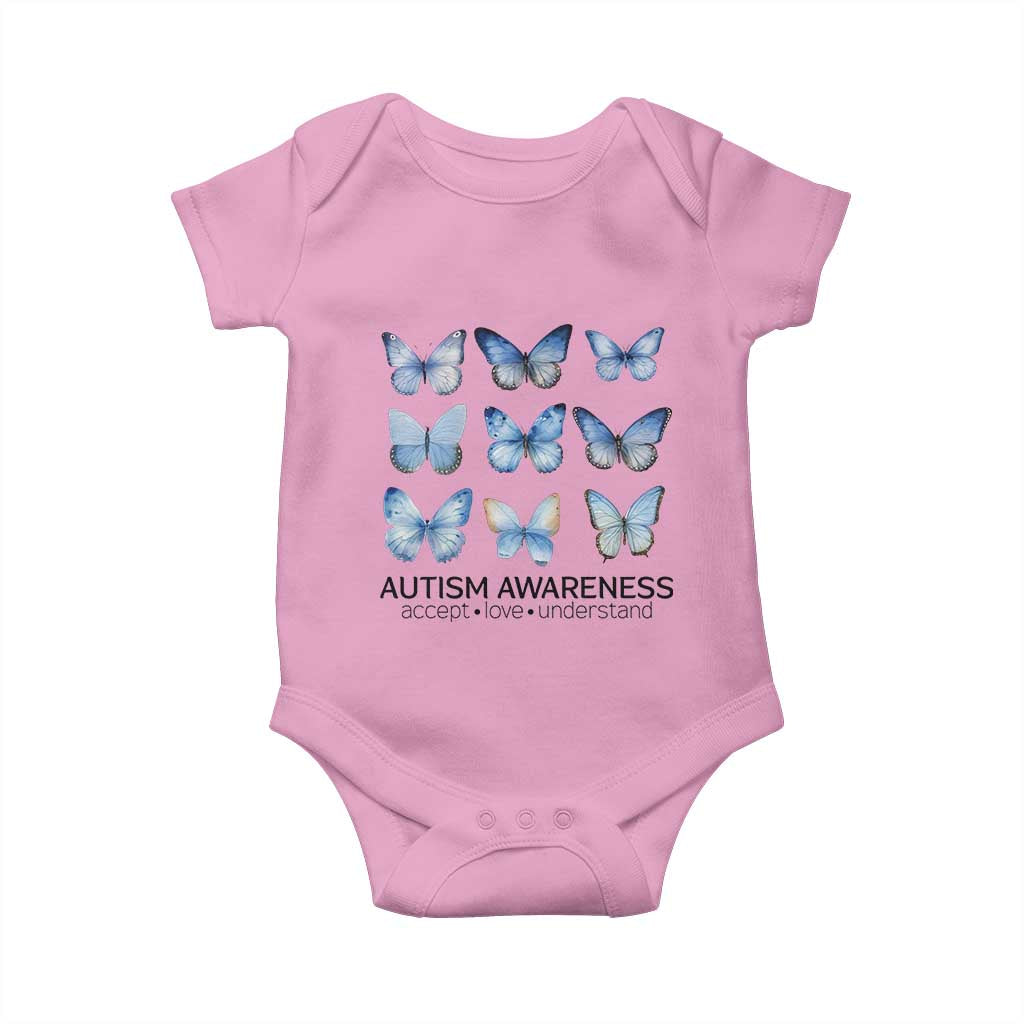 Autism Awareness Blue Butterflies Baby Onesie Accept Love Understand