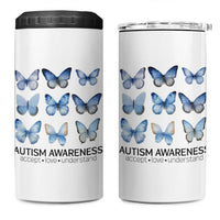 Autism Awareness Blue Butterflies 4 in 1 Can Cooler Tumbler Accept Love Understand