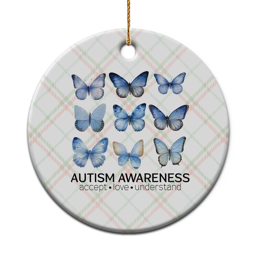 Autism Awareness Blue Butterflies Ceramic Ornament Accept Love Understand - Wonder Print Shop