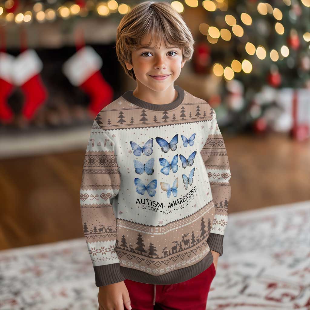 Autism Awareness Blue Butterflies Ugly Christmas Sweater Accept Love Understand - Wonder Print Shop