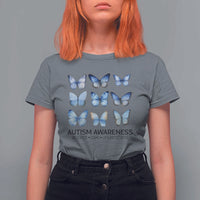 Autism Awareness Blue Butterflies T Shirt For Women Accept Love Understand