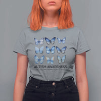 Autism Awareness Blue Butterflies T Shirt For Women Accept Love Understand