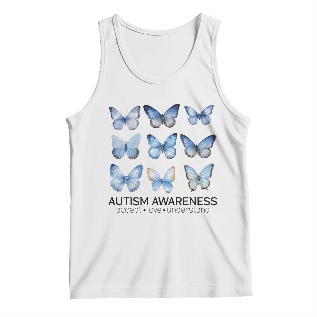 Autism Awareness Blue Butterflies Tank Top Accept Love Understand