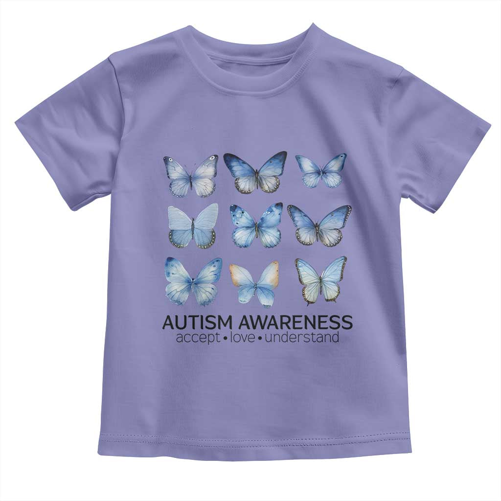 Autism Awareness Blue Butterflies Toddler T Shirt Accept Love Understand