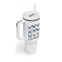 Autism Awareness Blue Butterflies Tumbler With Handle Accept Love Understand