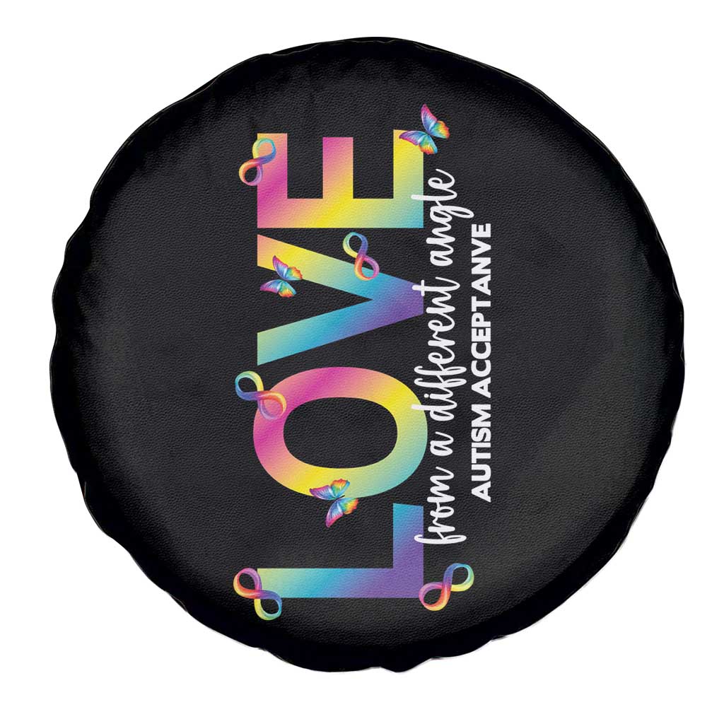 Autism Acceptance Spare Tire Cover Love From a Different Angle Rainbow Infinity