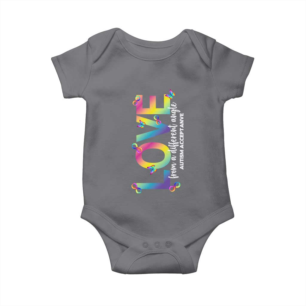 Autism Acceptance Baby Onesie Love From a Different Angle Rainbow Infinity