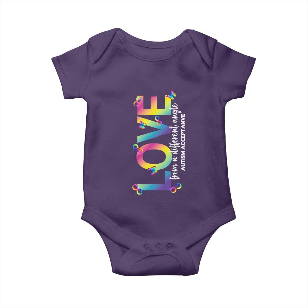 Autism Acceptance Baby Onesie Love From a Different Angle Rainbow Infinity