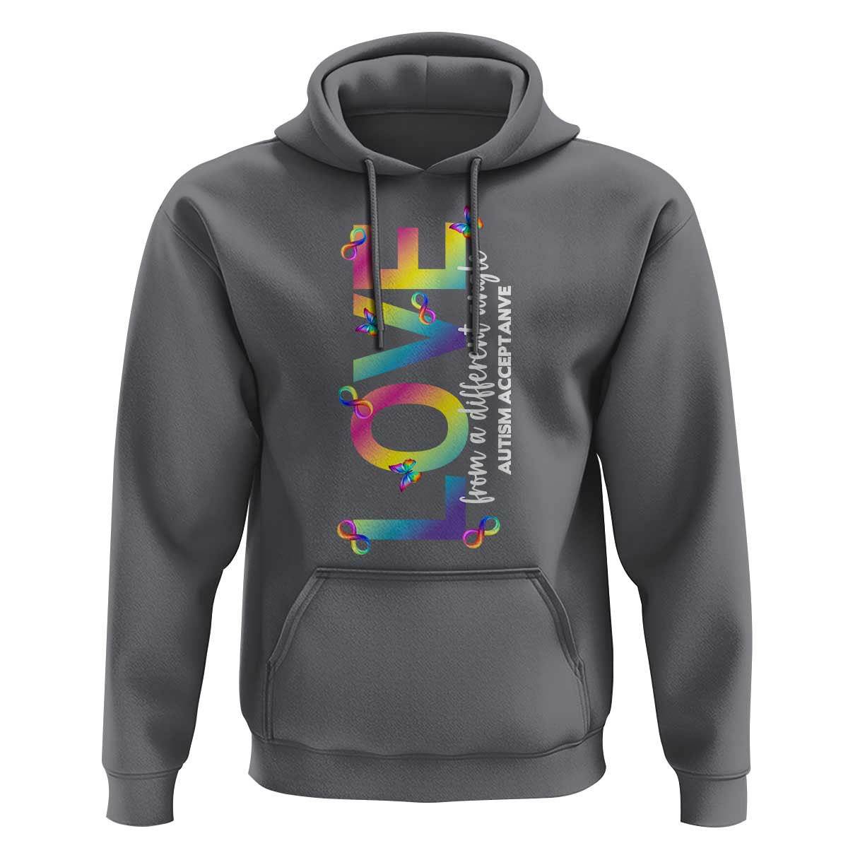 Autism Acceptance Hoodie Love From a Different Angle Rainbow Infinity