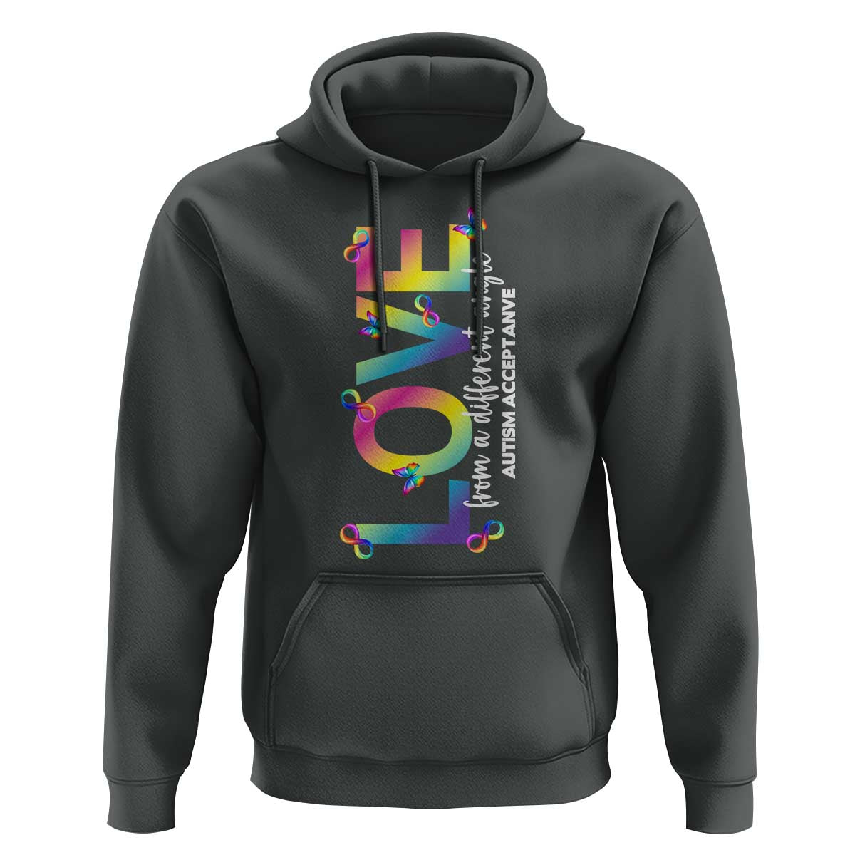 Autism Acceptance Hoodie Love From a Different Angle Rainbow Infinity