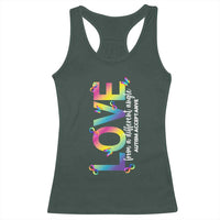 Autism Acceptance Racerback Tank Top Love From a Different Angle Rainbow Infinity