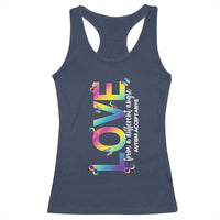 Autism Acceptance Racerback Tank Top Love From a Different Angle Rainbow Infinity