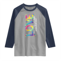 Autism Acceptance Raglan Shirt Love From a Different Angle Rainbow Infinity