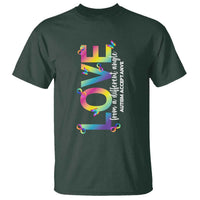 Autism Acceptance T Shirt Love From a Different Angle Rainbow Infinity