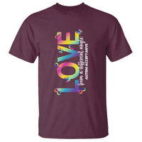 Autism Acceptance T Shirt Love From a Different Angle Rainbow Infinity
