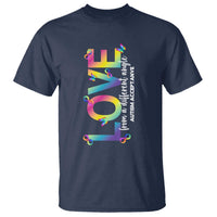 Autism Acceptance T Shirt Love From a Different Angle Rainbow Infinity