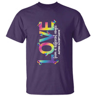 Autism Acceptance T Shirt Love From a Different Angle Rainbow Infinity