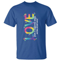 Autism Acceptance T Shirt Love From a Different Angle Rainbow Infinity