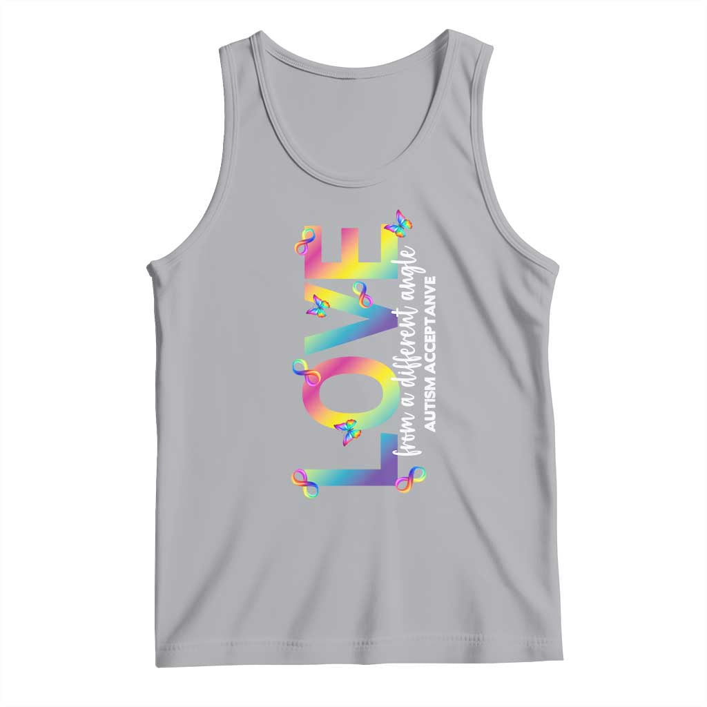 Autism Acceptance Tank Top Love From a Different Angle Rainbow Infinity