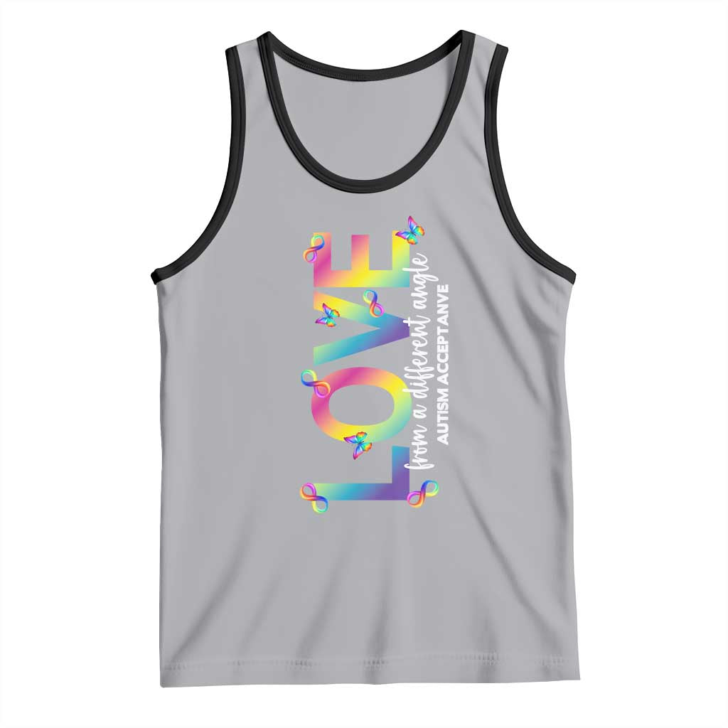 Autism Acceptance Tank Top Love From a Different Angle Rainbow Infinity