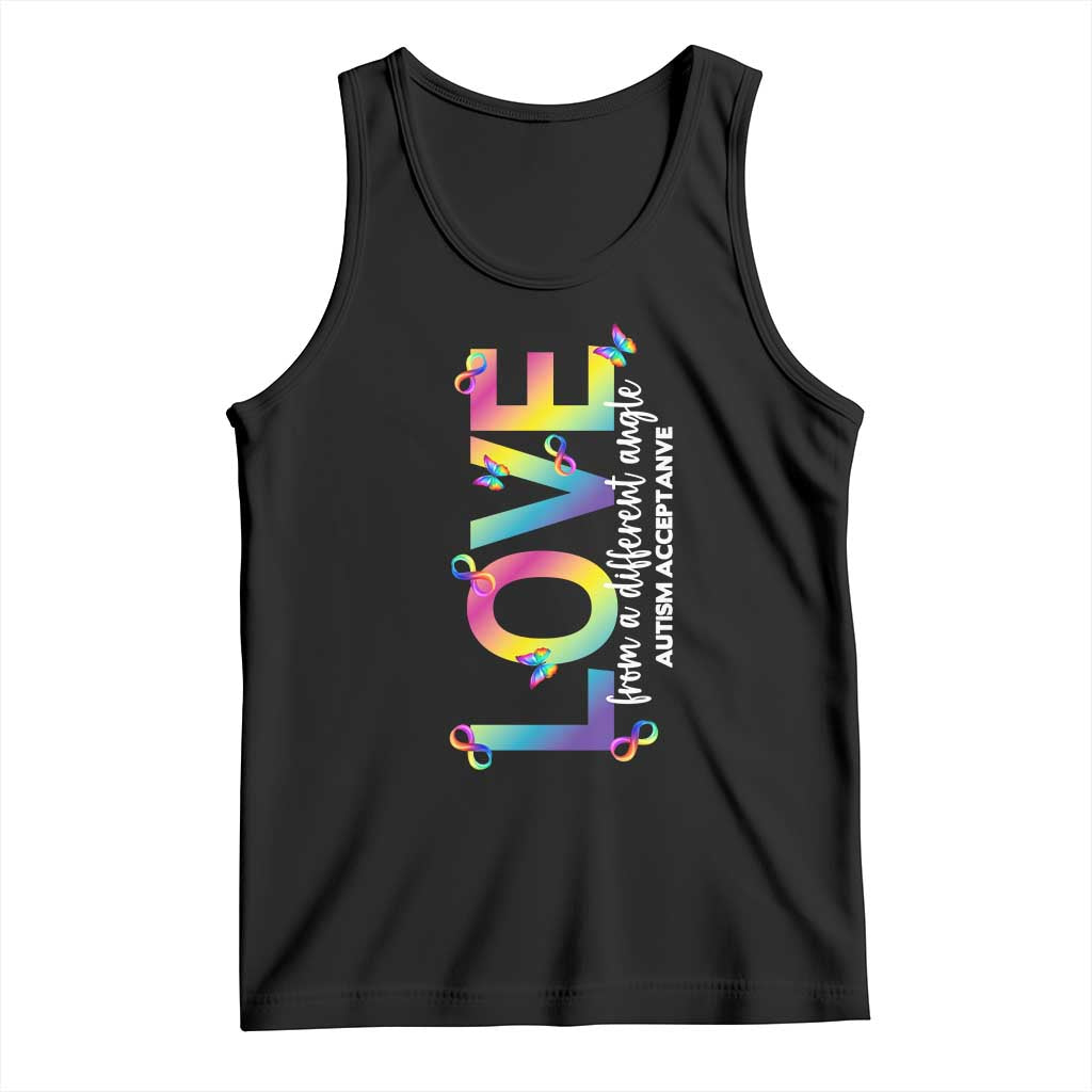 Autism Acceptance Tank Top Love From a Different Angle Rainbow Infinity