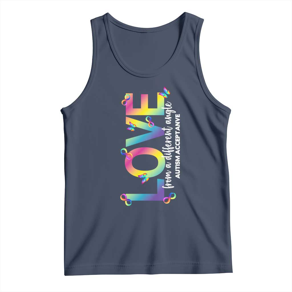 Autism Acceptance Tank Top Love From a Different Angle Rainbow Infinity