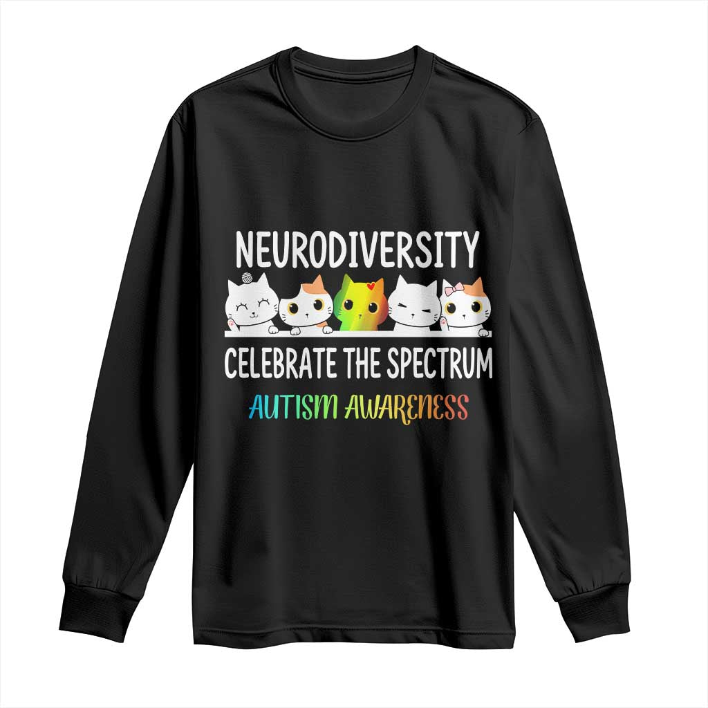Cute Cats Autism Embrace Long Sleeve Shirt Neurodiversity Celebrate The Spectrum