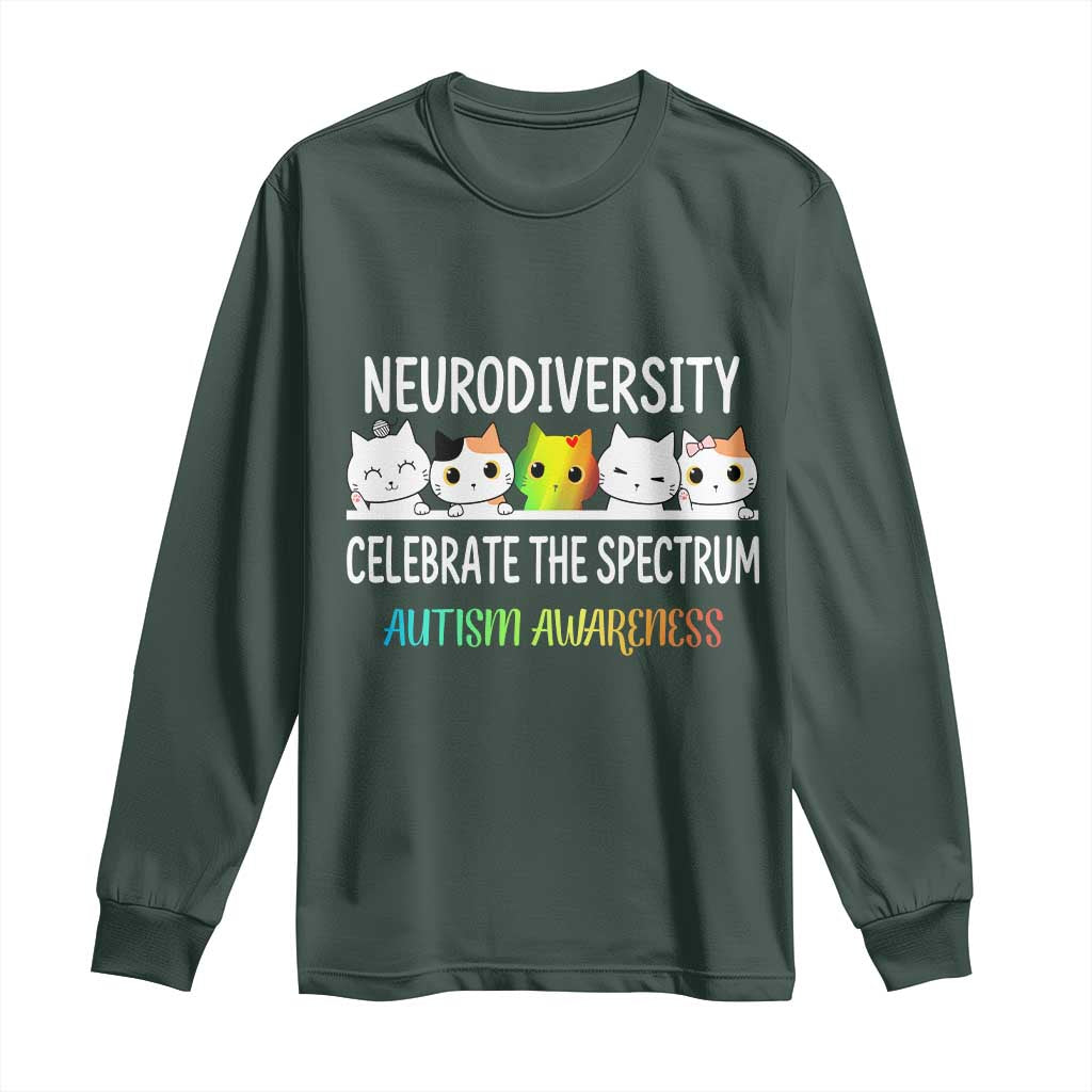 Cute Cats Autism Embrace Long Sleeve Shirt Neurodiversity Celebrate The Spectrum