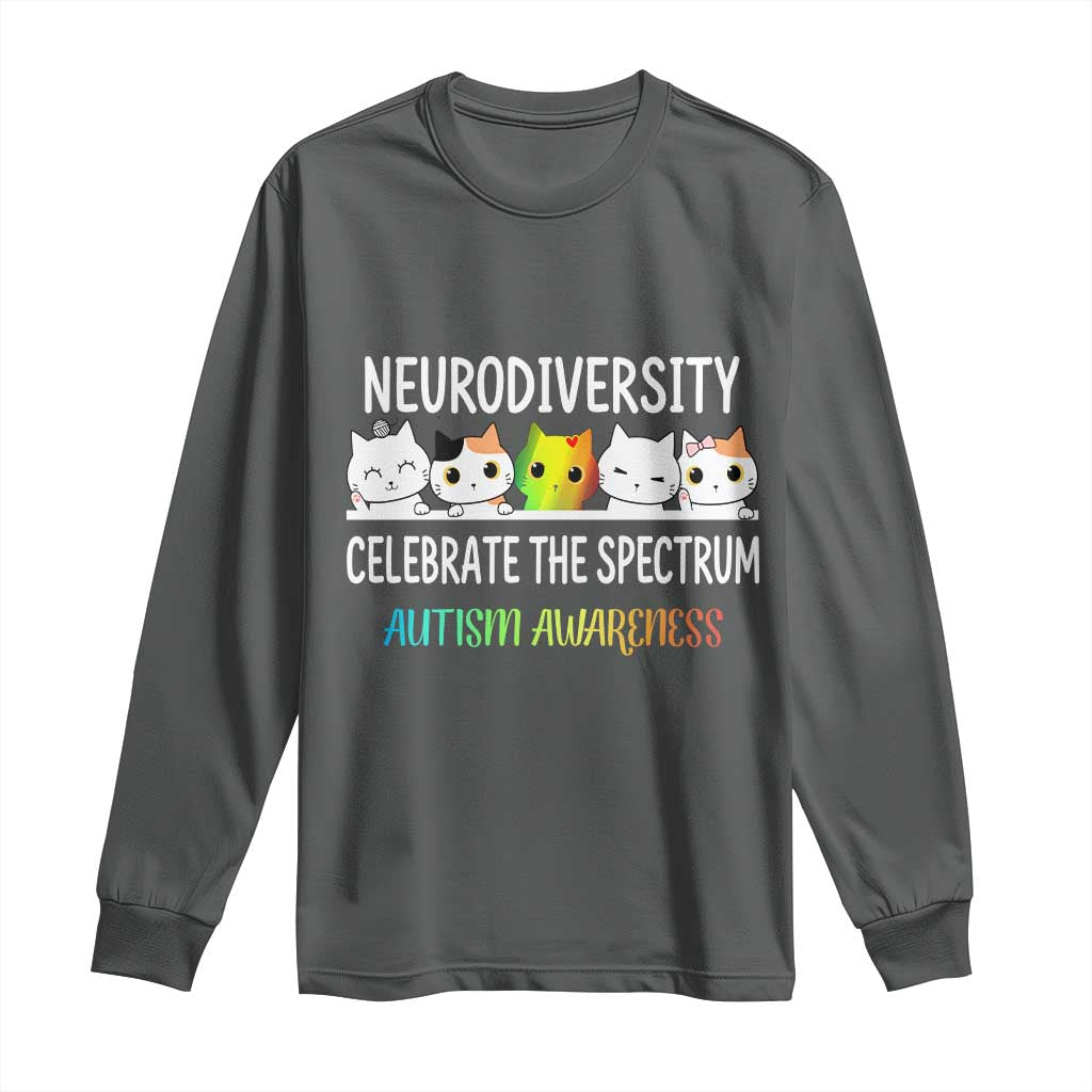 Cute Cats Autism Embrace Long Sleeve Shirt Neurodiversity Celebrate The Spectrum