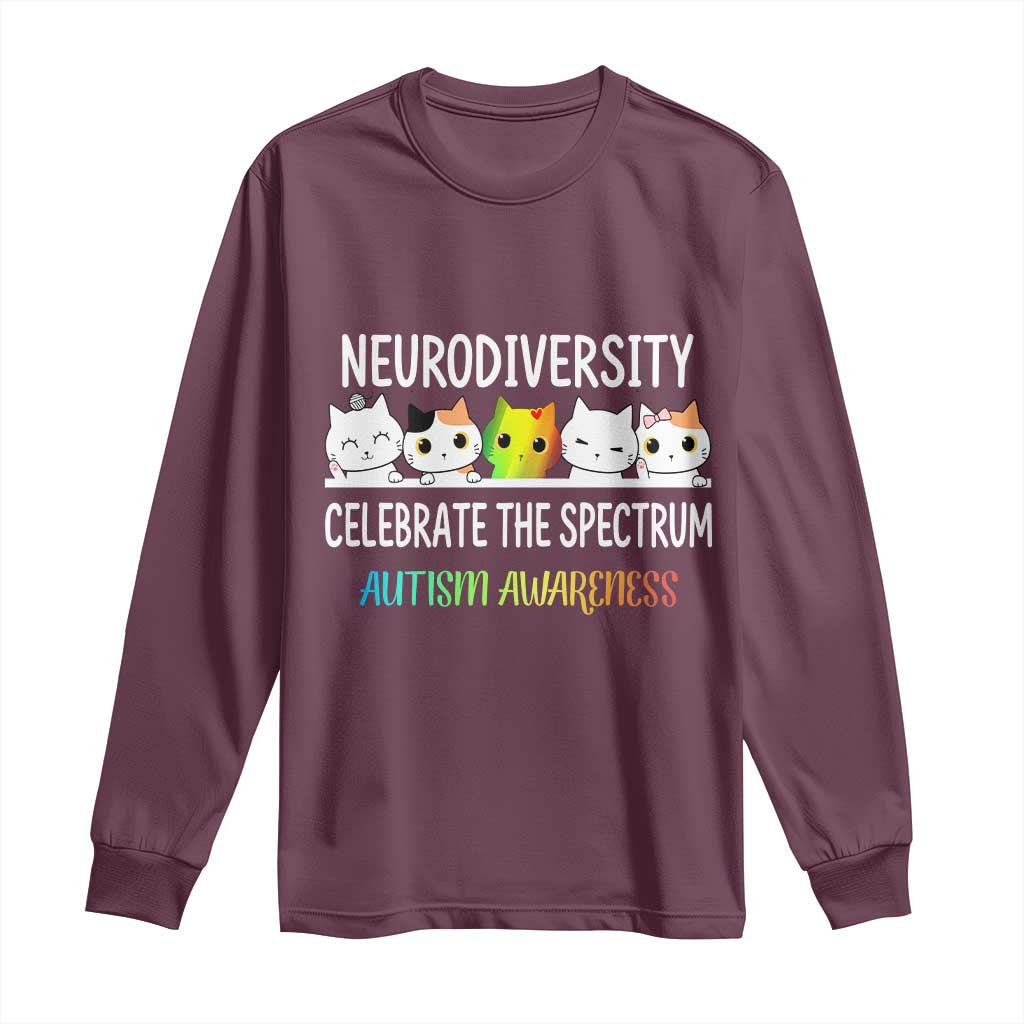Cute Cats Autism Embrace Long Sleeve Shirt Neurodiversity Celebrate The Spectrum