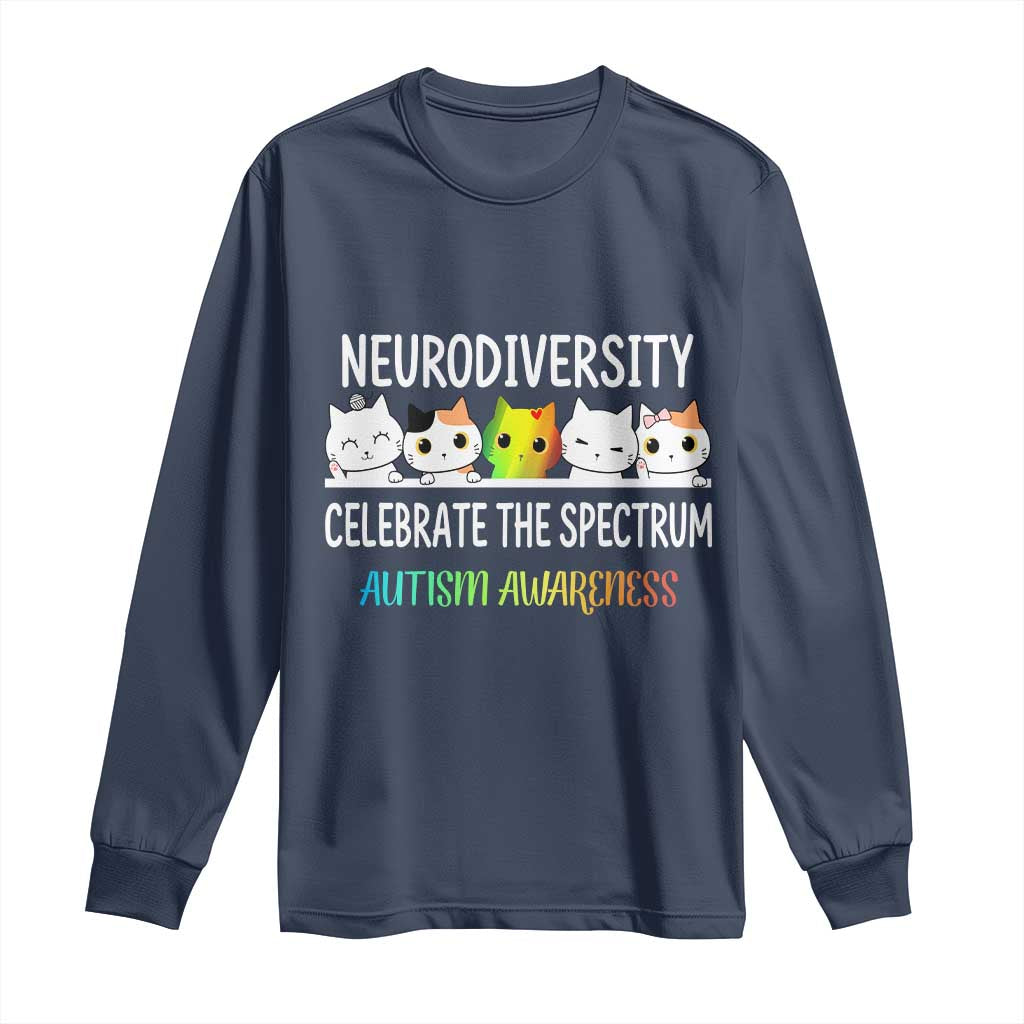Cute Cats Autism Embrace Long Sleeve Shirt Neurodiversity Celebrate The Spectrum