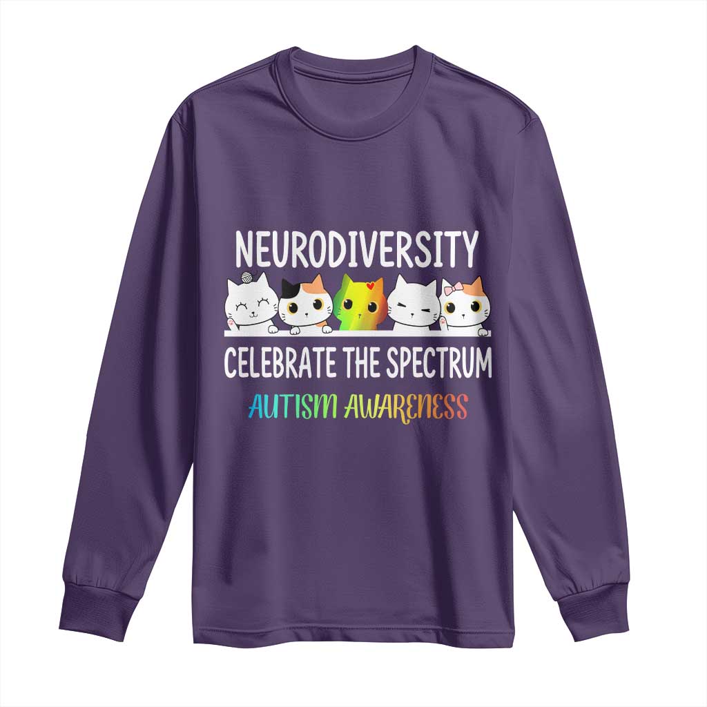 Cute Cats Autism Embrace Long Sleeve Shirt Neurodiversity Celebrate The Spectrum