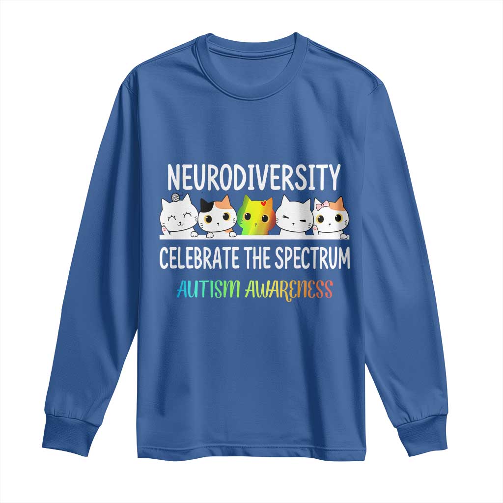 Cute Cats Autism Embrace Long Sleeve Shirt Neurodiversity Celebrate The Spectrum