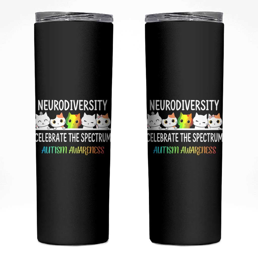 Cute Cats Autism Embrace Skinny Tumbler Neurodiversity Celebrate The Spectrum