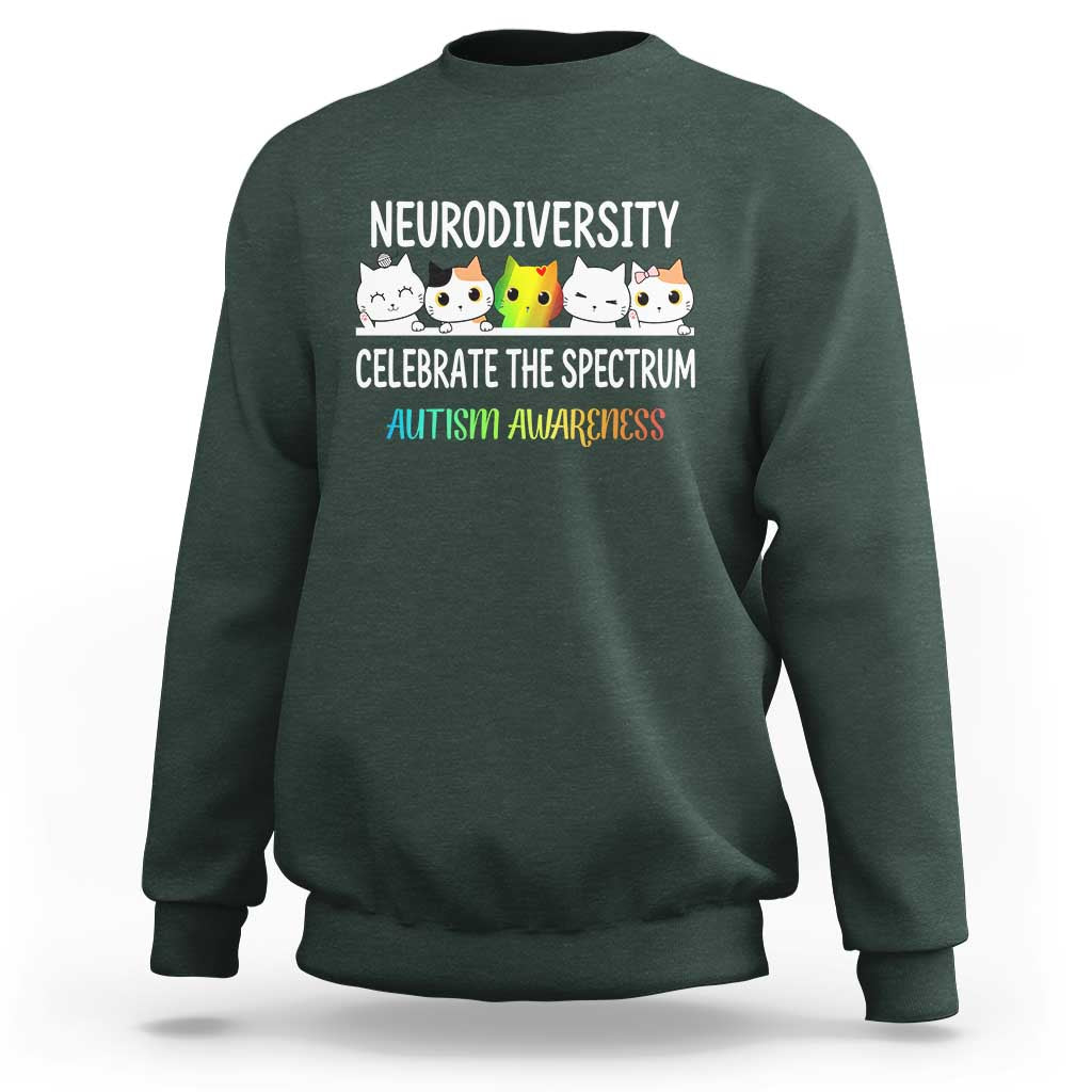 Cute Cats Autism Embrace Sweatshirt Neurodiversity Celebrate The Spectrum