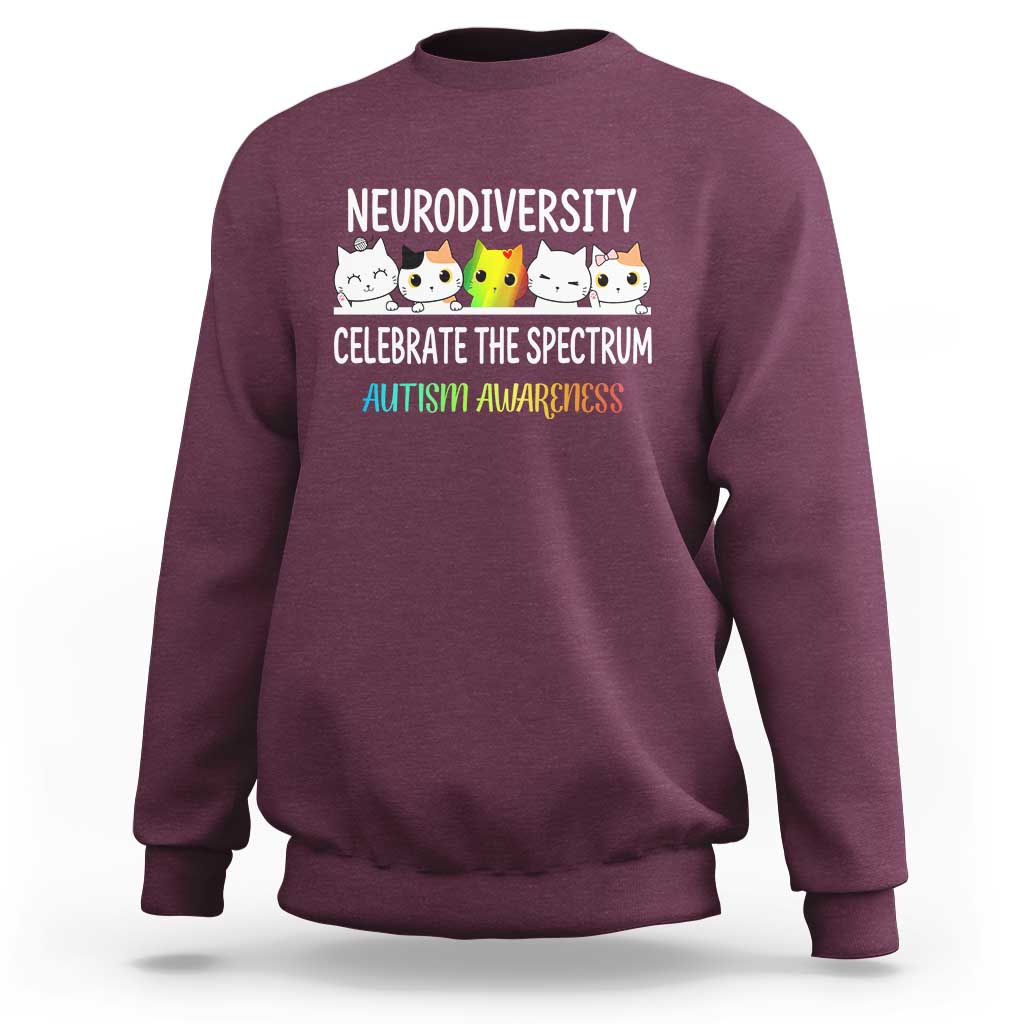 Cute Cats Autism Embrace Sweatshirt Neurodiversity Celebrate The Spectrum