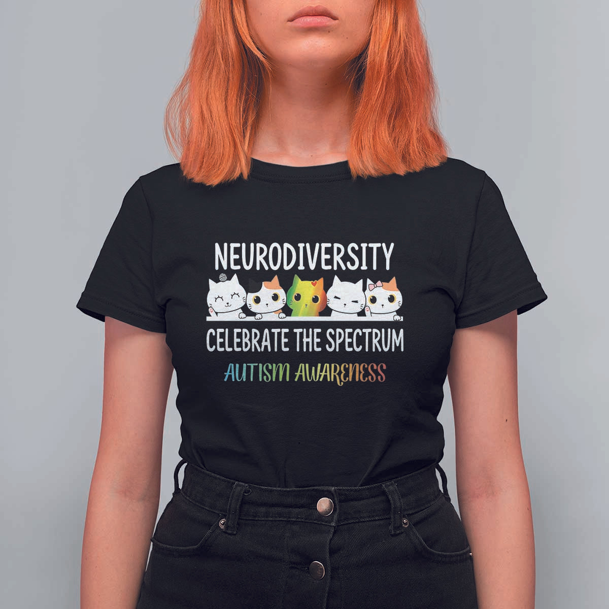 Cute Cats Autism Embrace T Shirt For Women Neurodiversity Celebrate The Spectrum